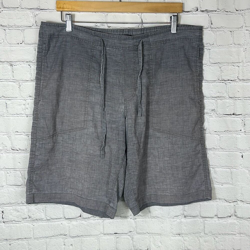 PrAna Mens Brown Breathe Shorts size L Large Waist Tie‎ LOOK